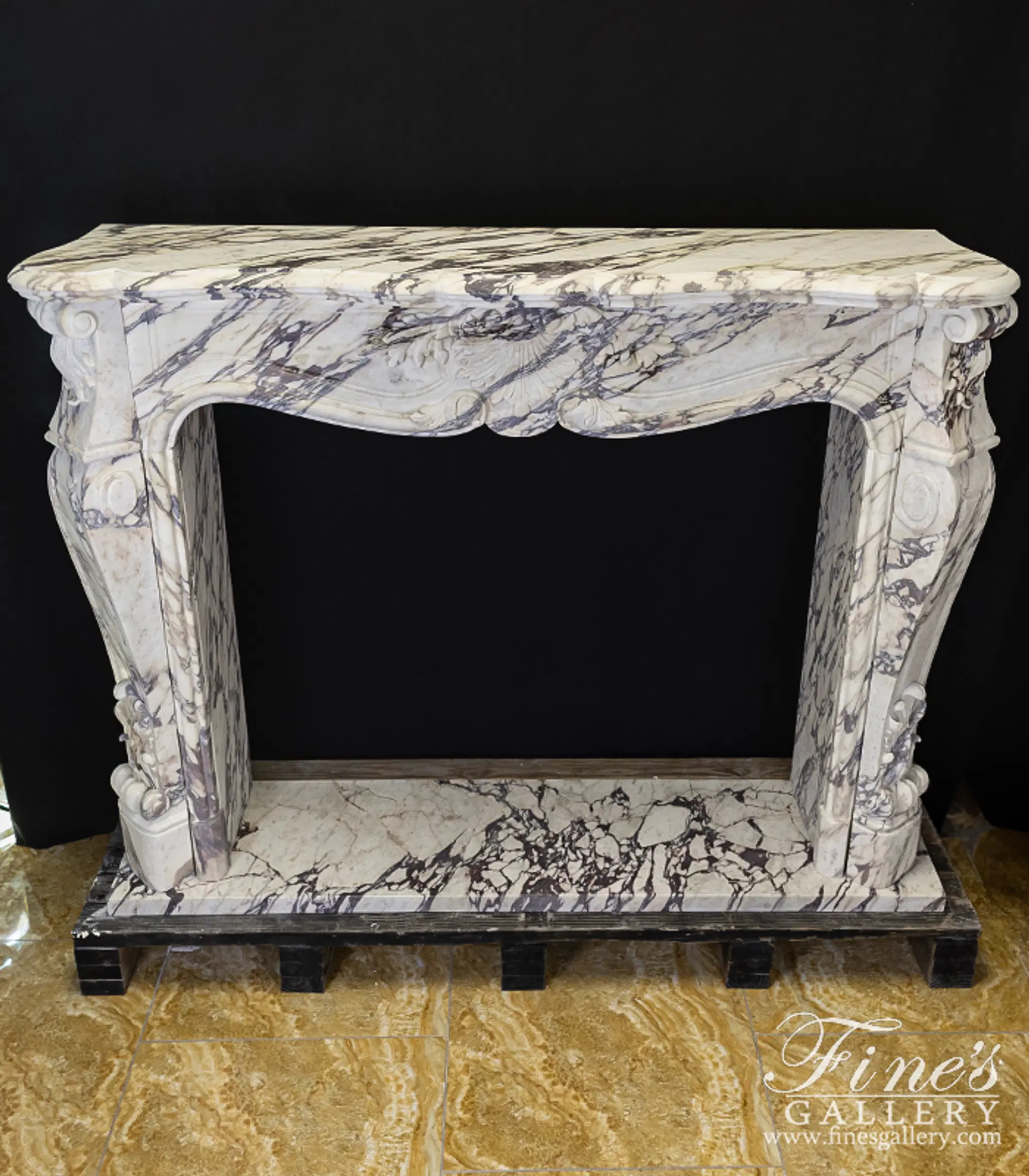 Marble Fireplaces - Louis VI Mantel In Italian Breccia Viola